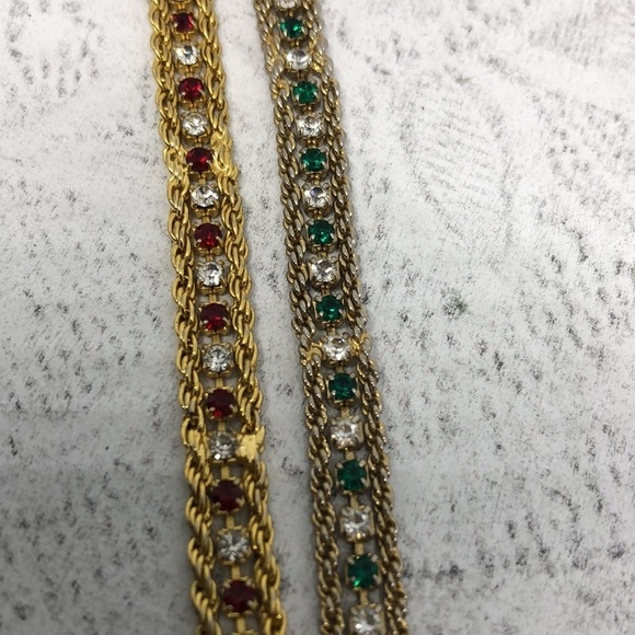 Bundle lot 2 vintage costume tennis style bracelets elegant gemstone look. - Picture 3 of 5